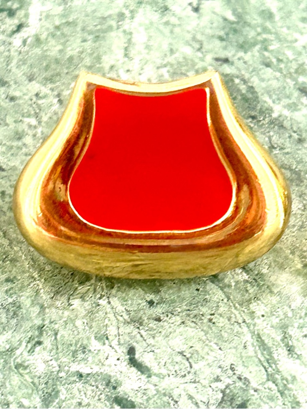 Vintage Monet Red Enamel gold plated Clip-OnEarrings 70- 80s Statement - Picture 7 of 9